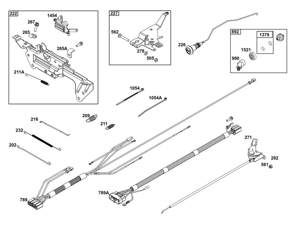 Controls Group Diagram and Parts List for 541477-0135-J1 400000 - 699999 Briggs and Stratton Engine